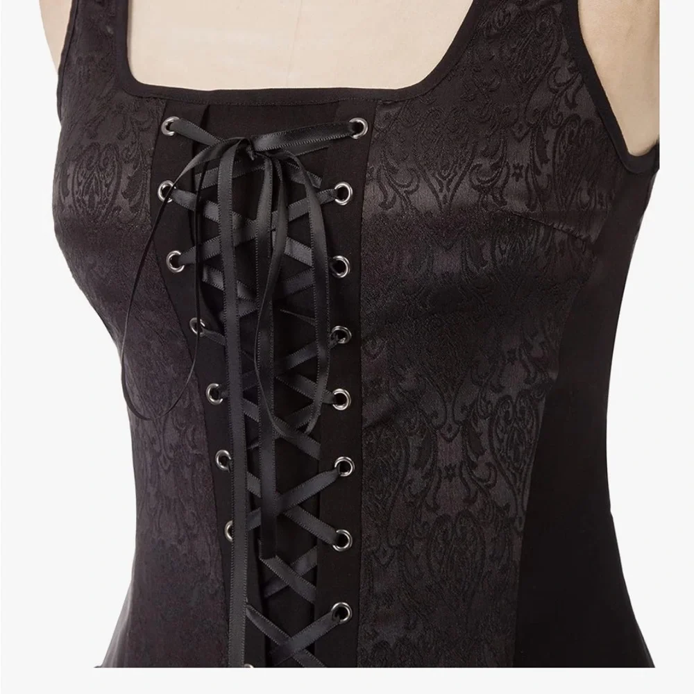 Scarlett Darkness goth Black Lace-Up Top size S - Picture 2 of 8